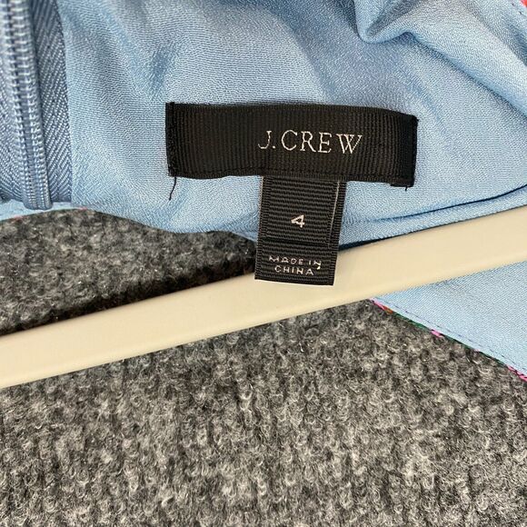 J Crew Dress Size 4 100% Silk Pink Blue Paisley Shift Ruffle Feminine Chic‎ Boho - Picture 8 of 11